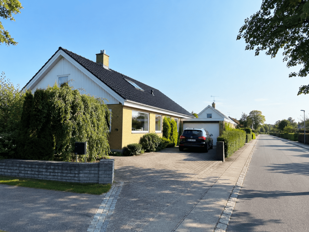 Parcelhuskvarter i Rødovre med villaer, private indkørsler og grønne haver